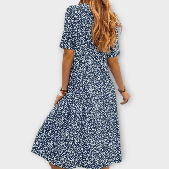 Paula - Elegantne lillemuster kleit premium kangast