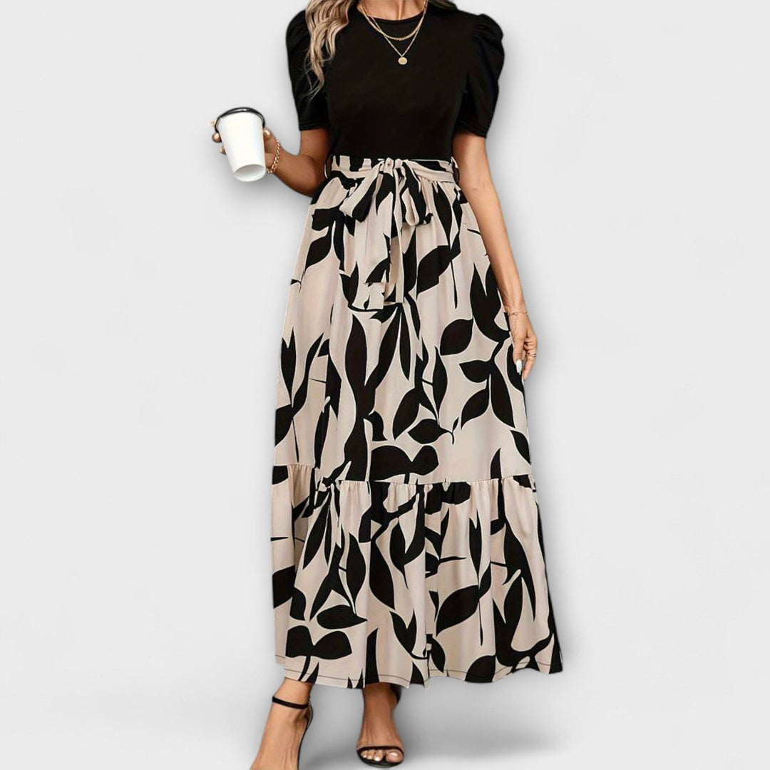 Luna - Suvine kleit lillemustriga ja ümmarguse kaelusega