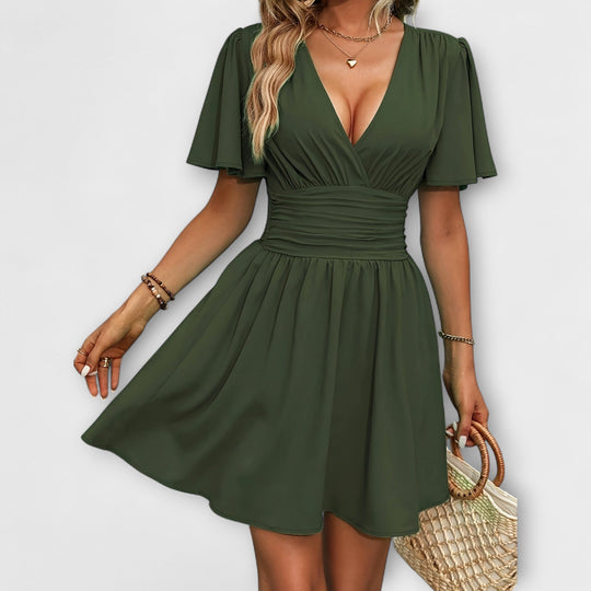 Winslet - Kleit kogutud vöökohaga ja V-kujulise dekolteega